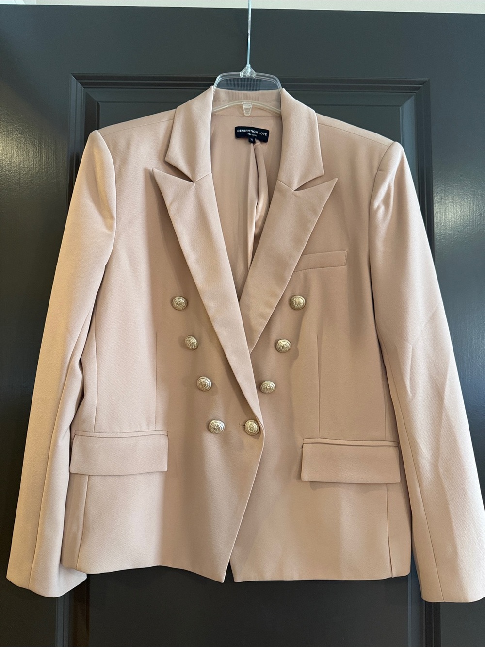 Generation Love Double-Breasted Blush Blazer with Gold Buttons